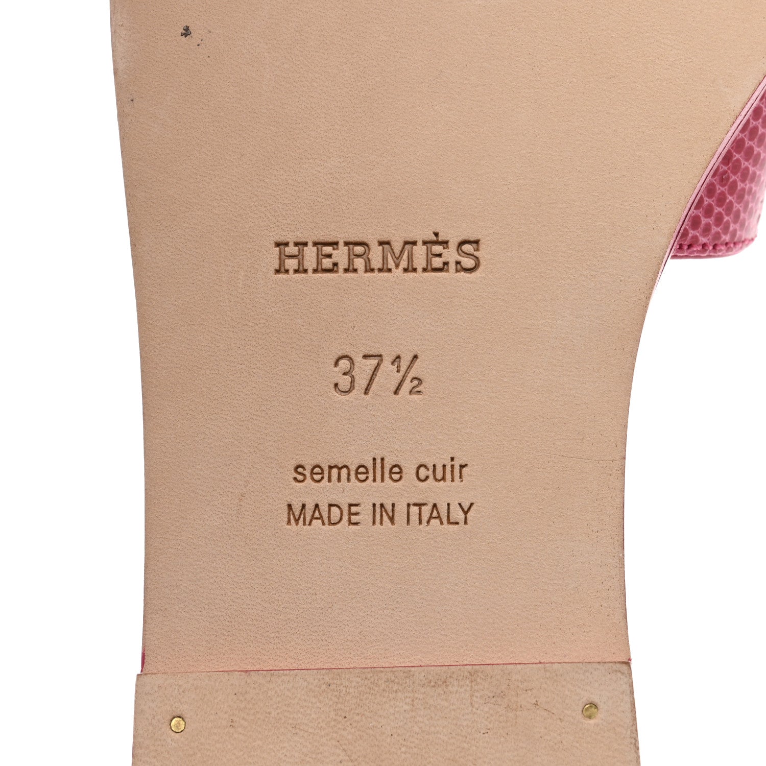 Hermes Lizard Oran Sandals 37.5 Fuchsia 8 of 9
