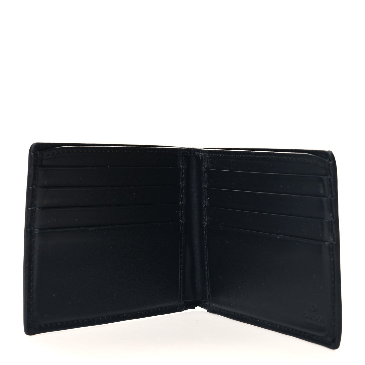 Gucci GG Supreme Monogram Selleria Calfskin Web New Web Bi-Fold Wallet Black 5 of 7