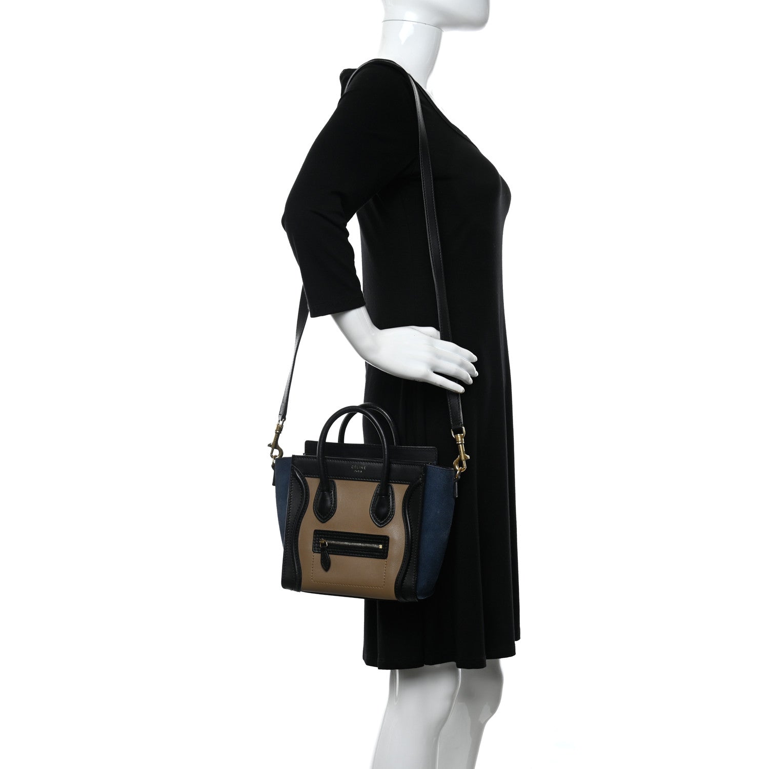 Celine Calfskin Suede Nano Tri-Color Luggage Sand 2 of 12