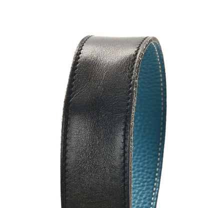 Hermes Box Togo 32mm H Belt 80 Black Blue Jean 7 of 9