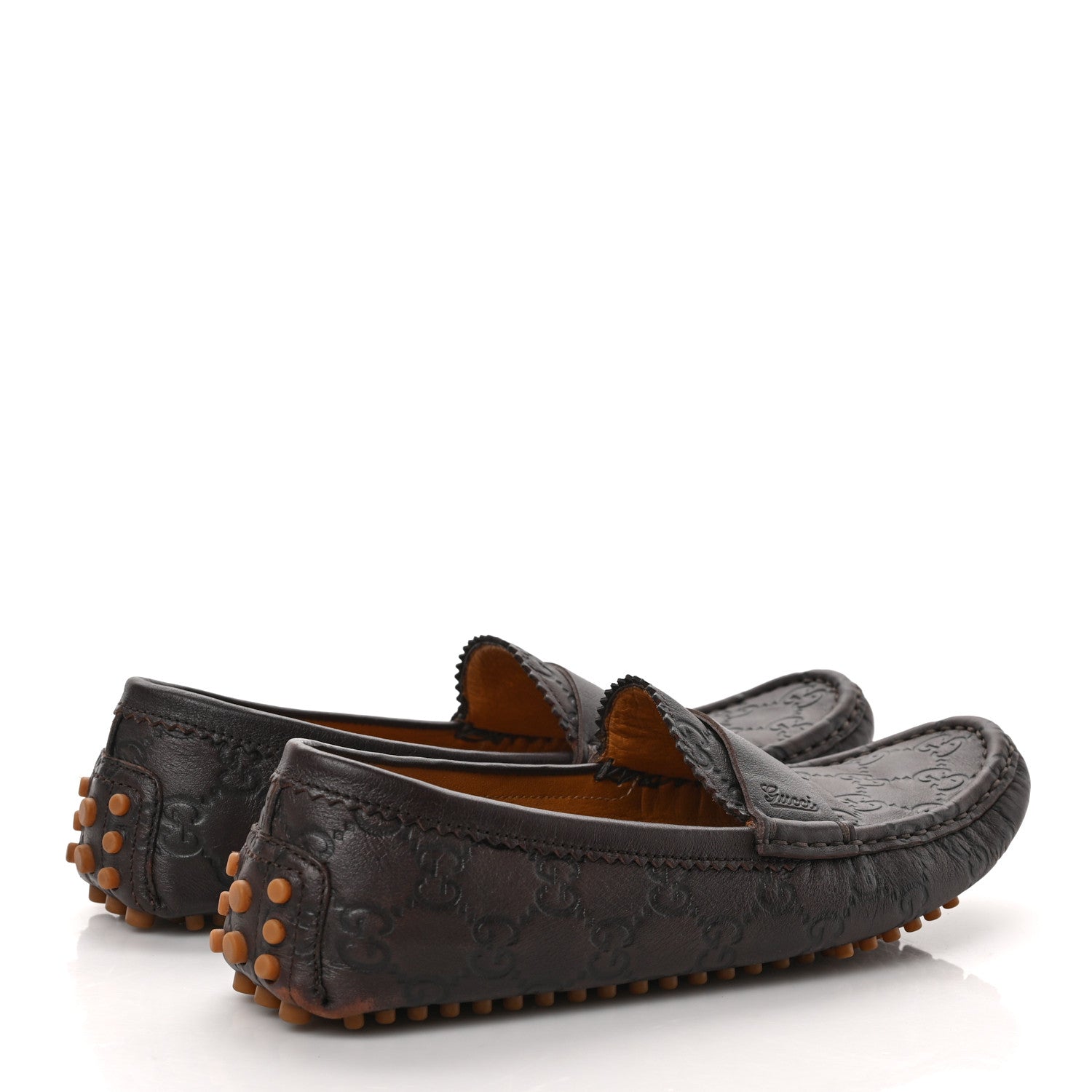 Gucci Soft Guccissima Womens Driver Loafers 36.5 Chocolate 4 of 10