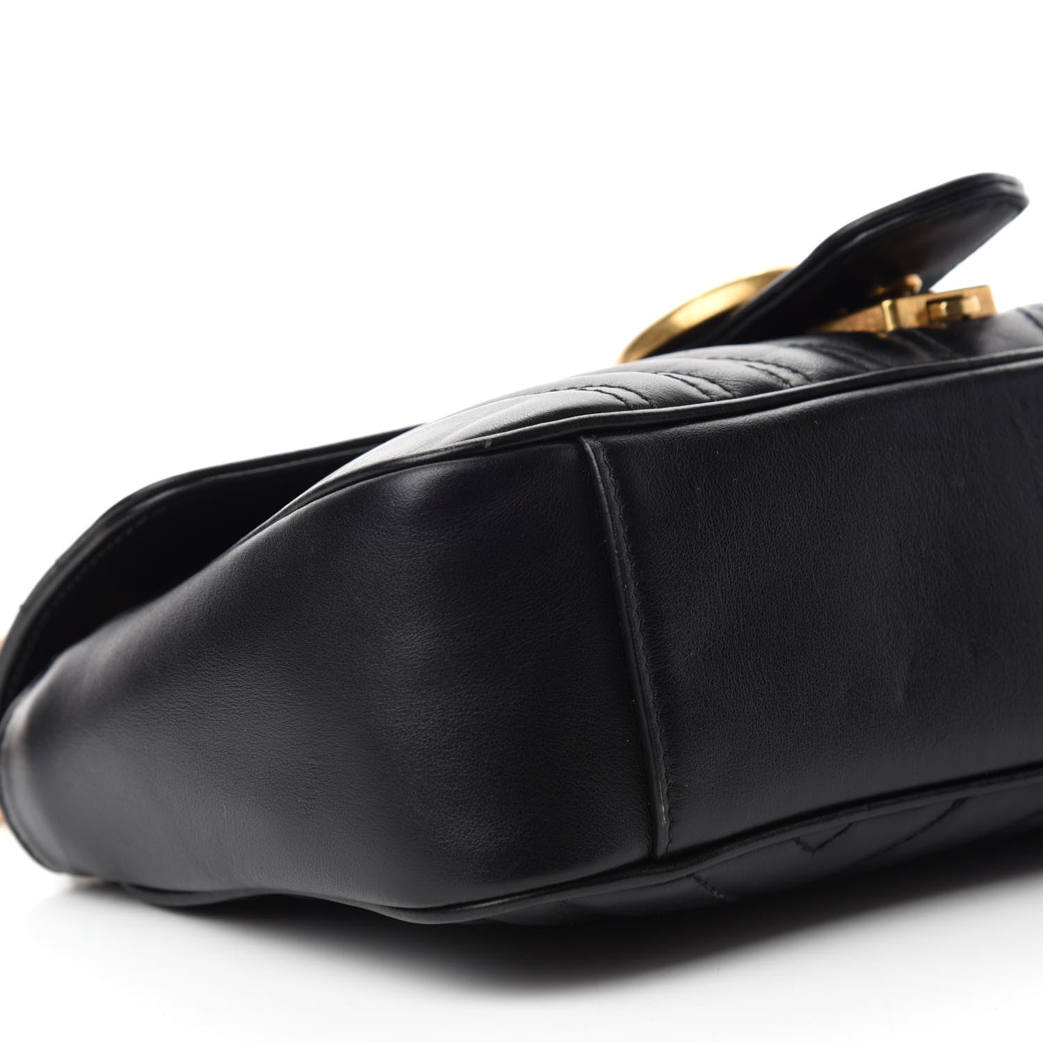 Gucci Calfskin Matelasse Small GG Marmont Shoulder Bag Black 6 of 12