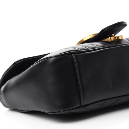 Gucci Calfskin Matelasse Small GG Marmont Shoulder Bag Black 6 of 12