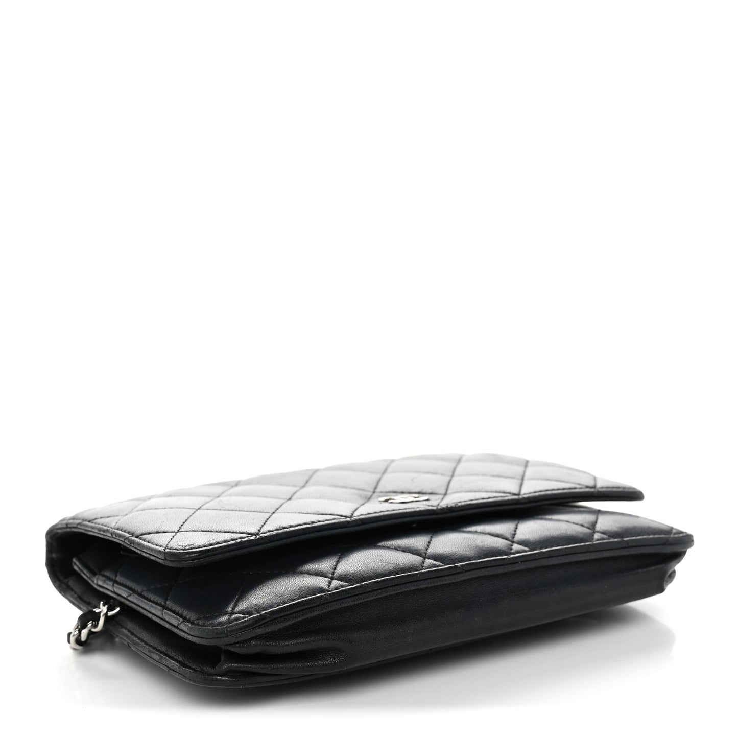 Lambskin Quilted Wallet On Chain WOC Black