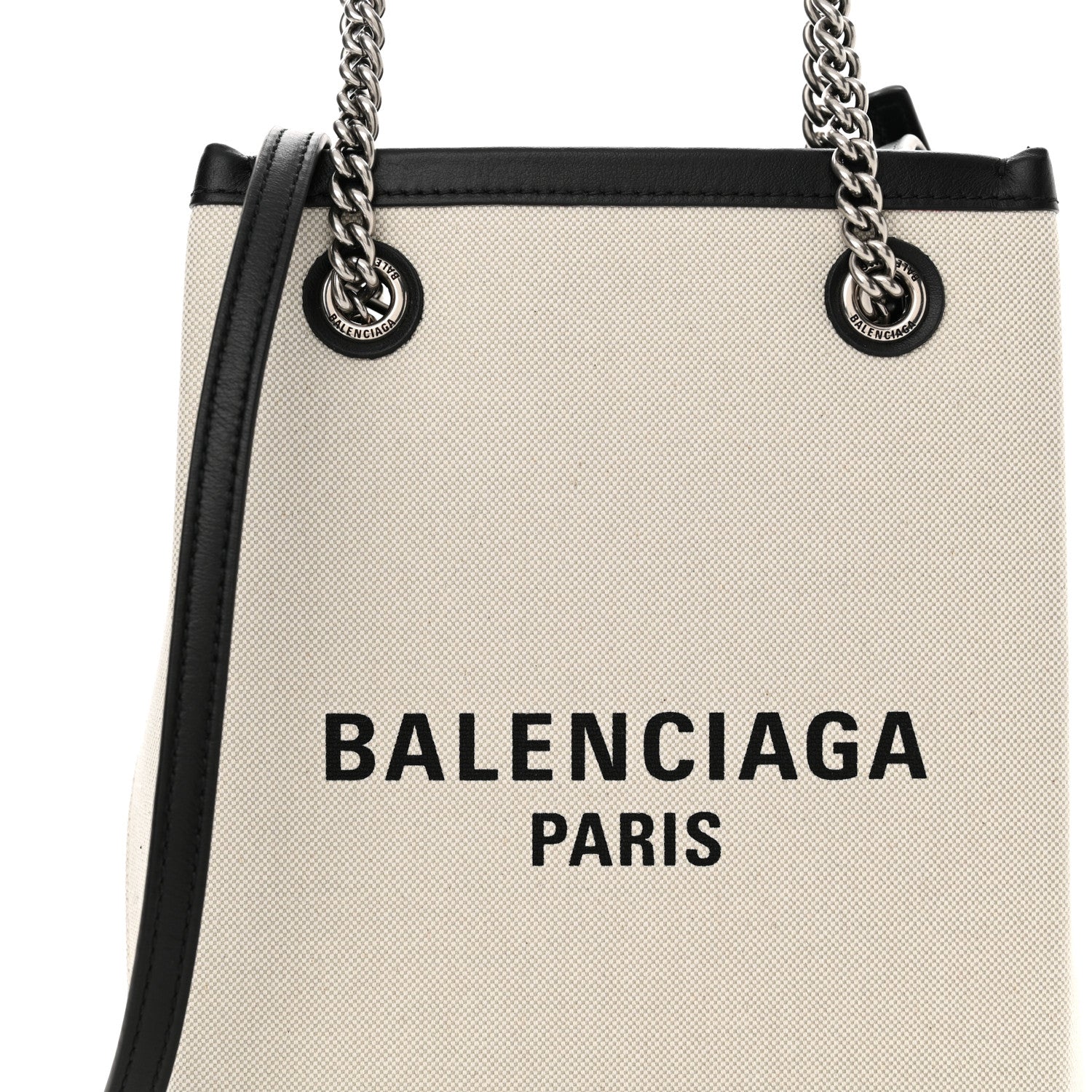 Balenciaga Canvas Calfskin Duty Free Phone Holder Bag Natural Black 8 of 11