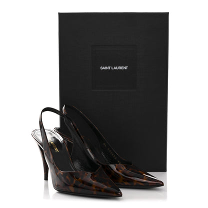 Saint Laurent Patent Kiki Tortoise Slingback 85 Pumps 36 Black 12 of 12