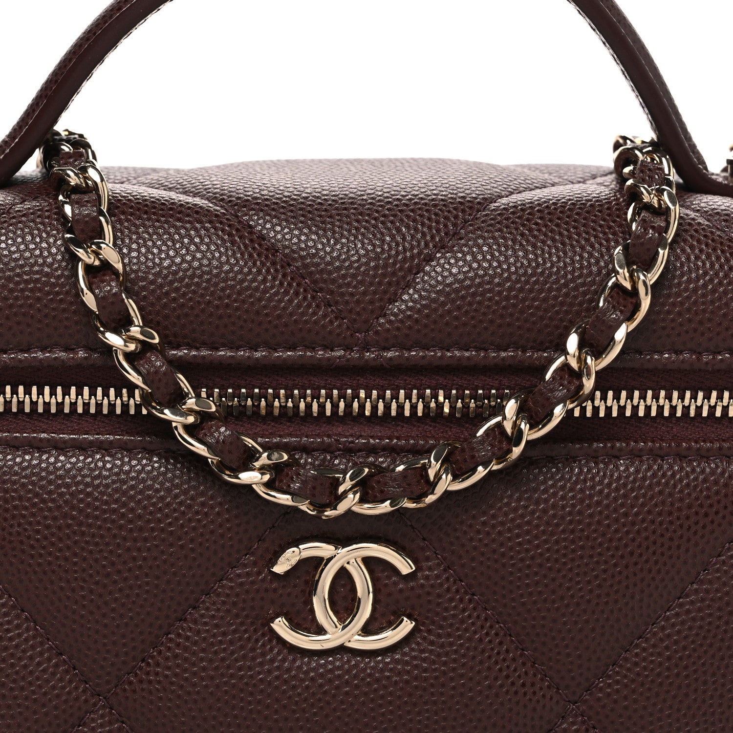 Chanel Caviar Quilted Top Handle Slim Vanity With Chain Dark Brown 8 of 11