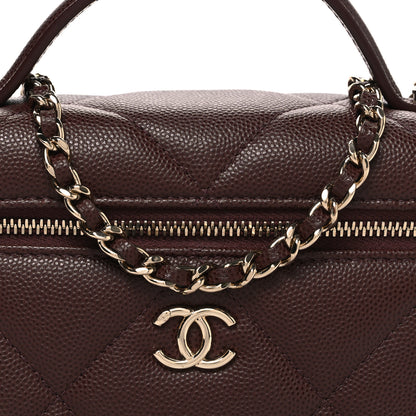 Chanel Caviar Quilted Top Handle Slim Vanity With Chain Dark Brown 8 of 11