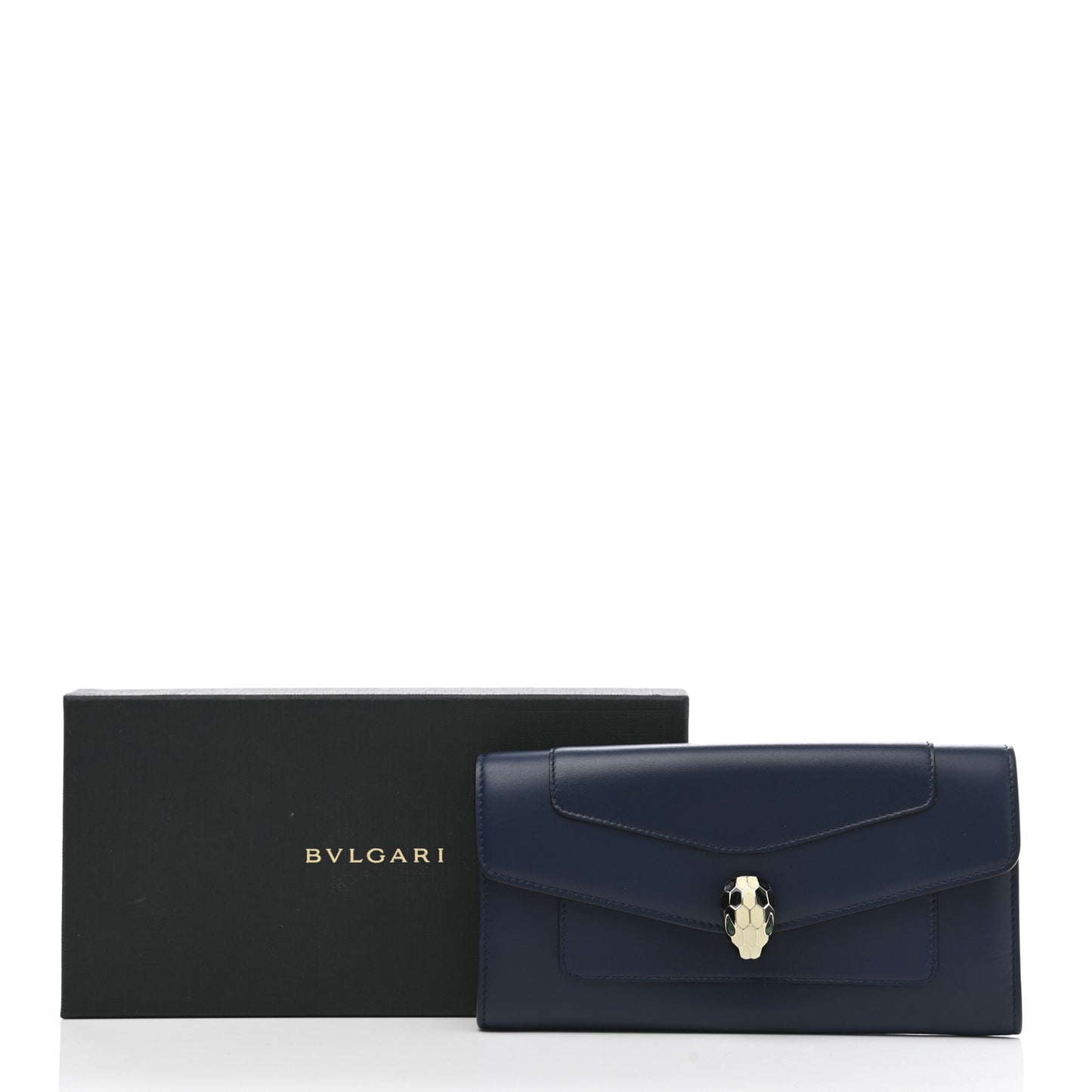 Calfskin Serpenti Forever Wallet Blue