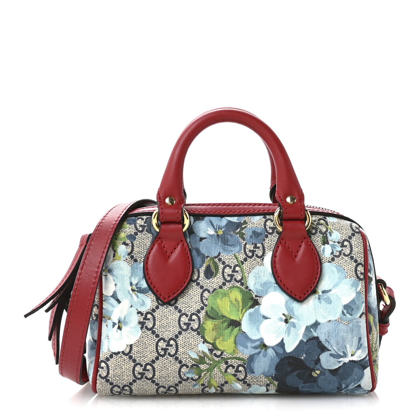 GG Supreme Monogram Blooms Mini Boston Navy Blue Hibiscus
