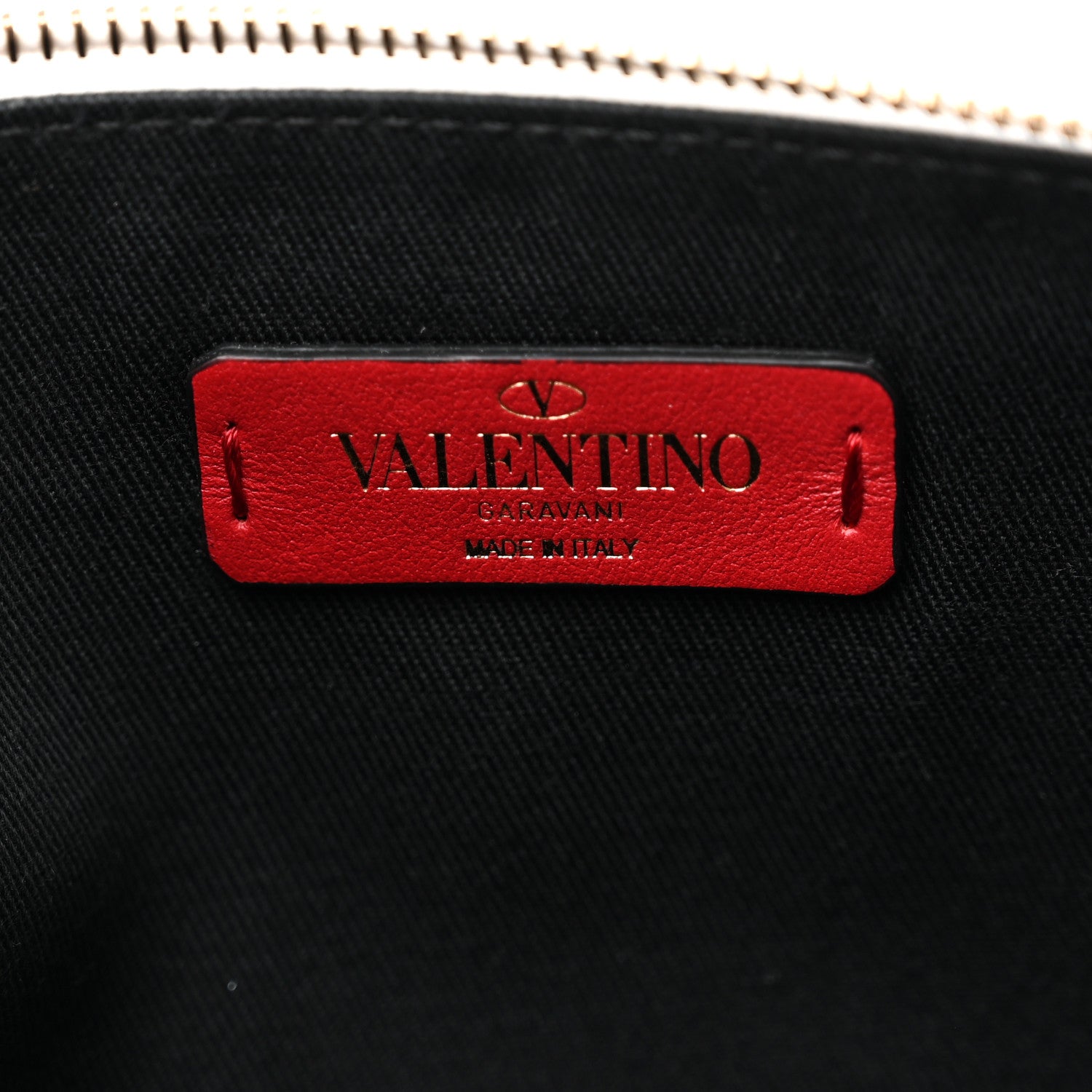 Valentino Garavani Rockstud Calfskin Be My VLTN Large Flat Zip Pouch White 6 of 6