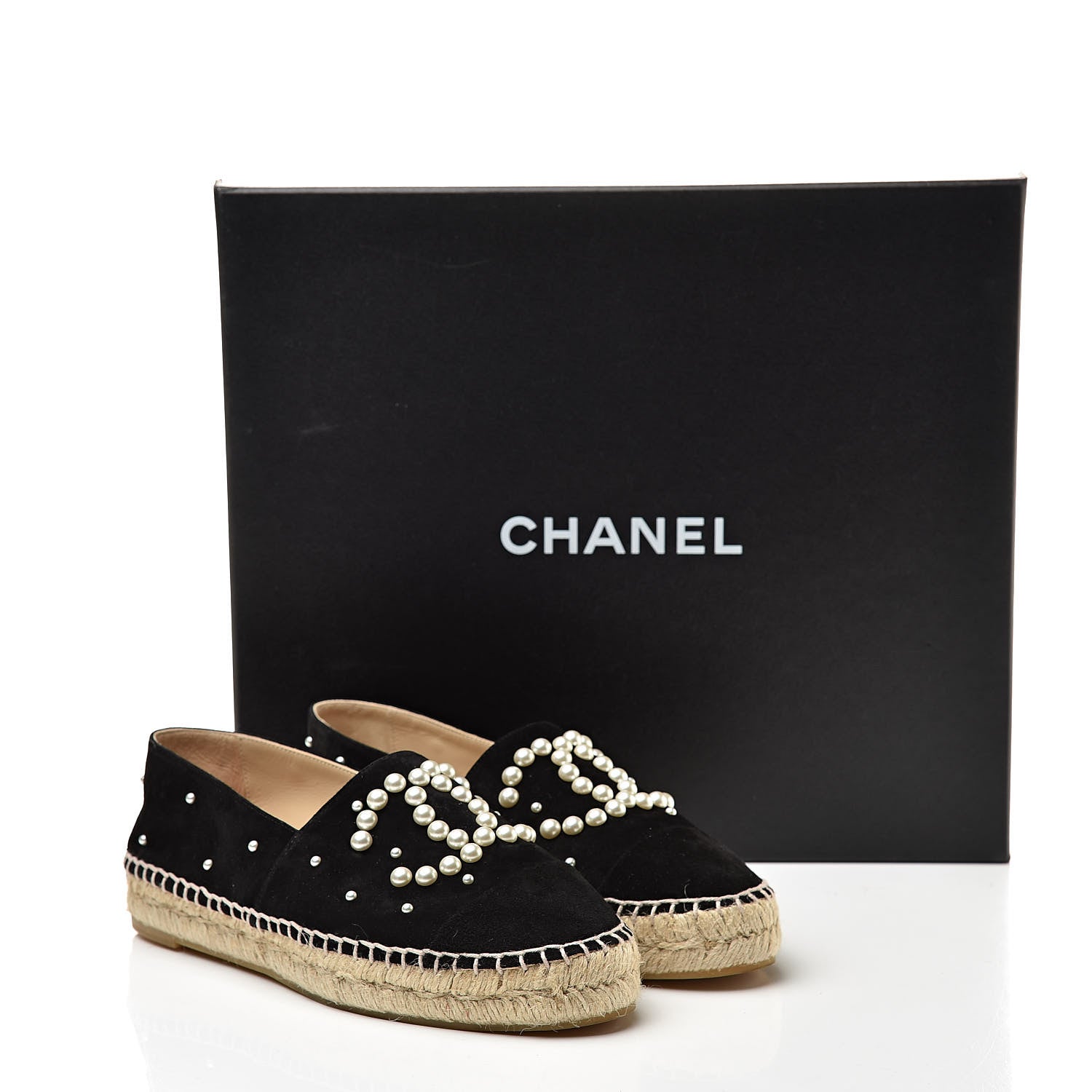 Chanel Suede Pearl CC Espadrilles 36 Black 11 of 11
