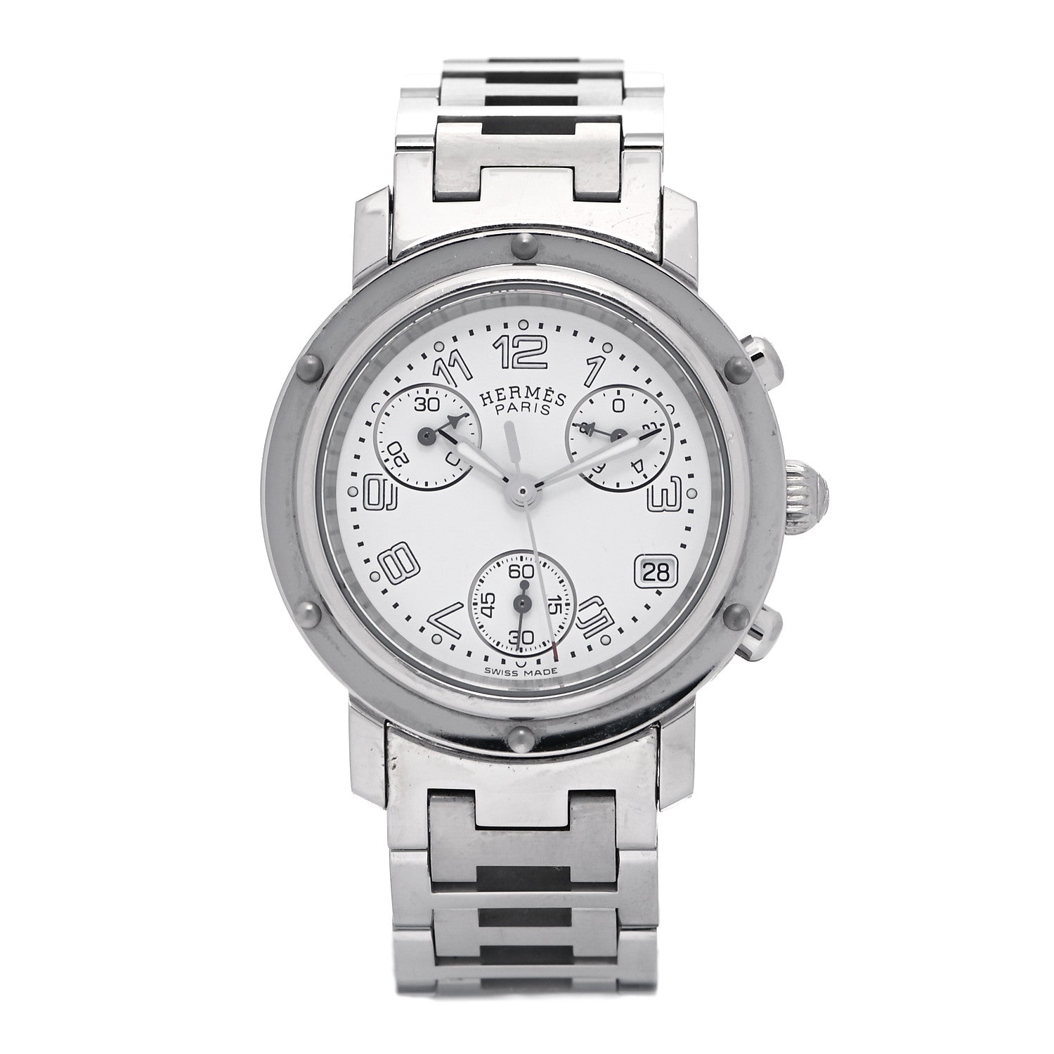 Hermes Stainless Steel 31mm Clipper Chronograph Quartz Watch 1 of 5