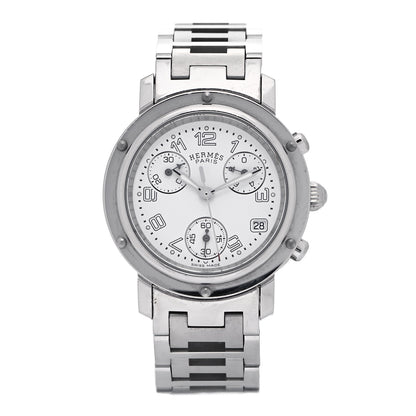 Hermes Stainless Steel 31mm Clipper Chronograph Quartz Watch 1 of 5