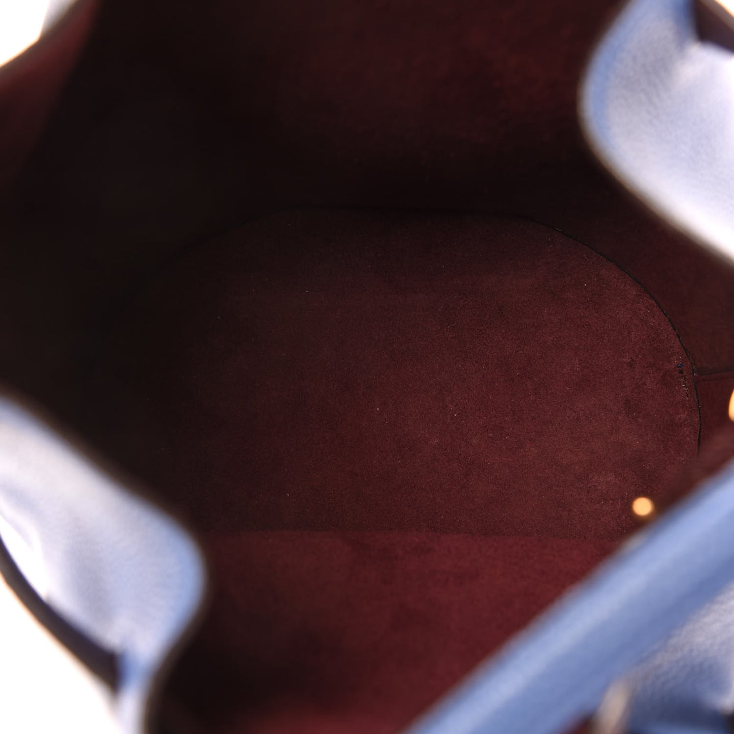 Small Classic Grain Calfskin Abbey Bucket Bag Porcelain Blue Oxblood