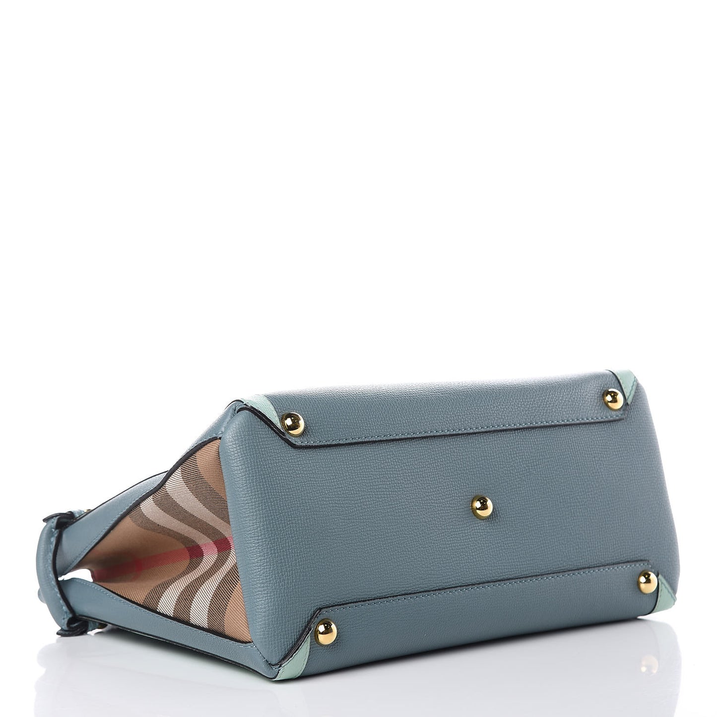 Calfskin Medium Bi-Color Banner Tote Celadon Blue Turquoise