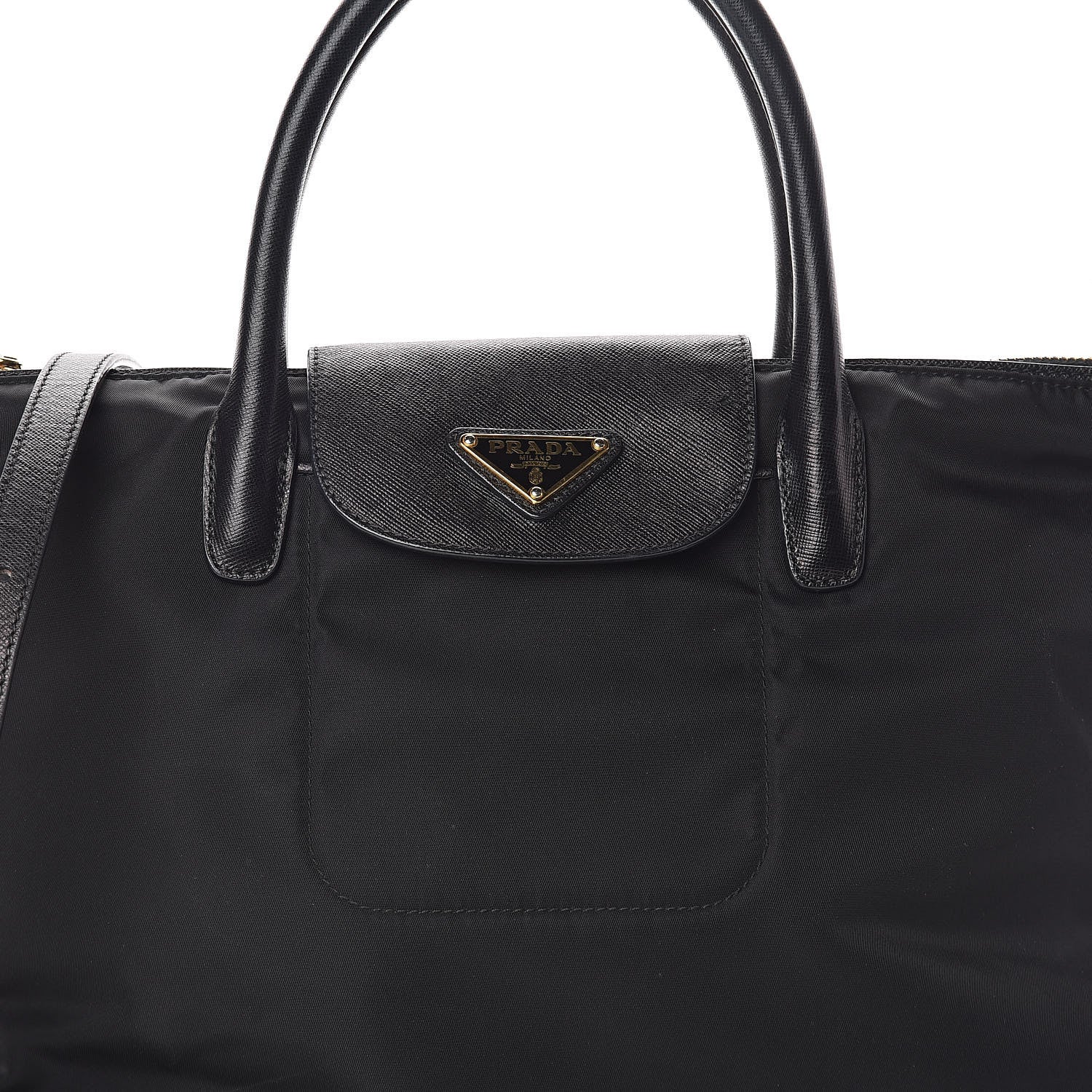 Prada Tessuto Nylon Saffiano Tote Black 7 of 10