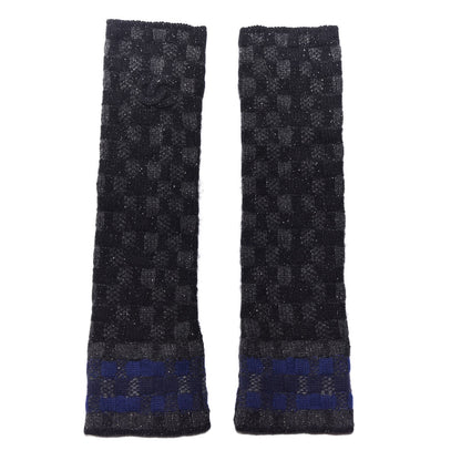 Chanel Cashmere Viscose CC Arm Warmers Grey Navy 2 of 6