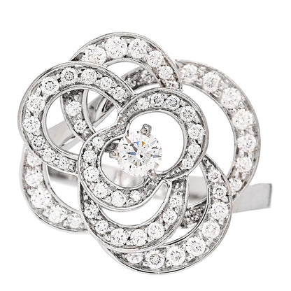 Chanel 18K White Gold Diamond Fil de Camelia Ring 51 5.75 1 of 7