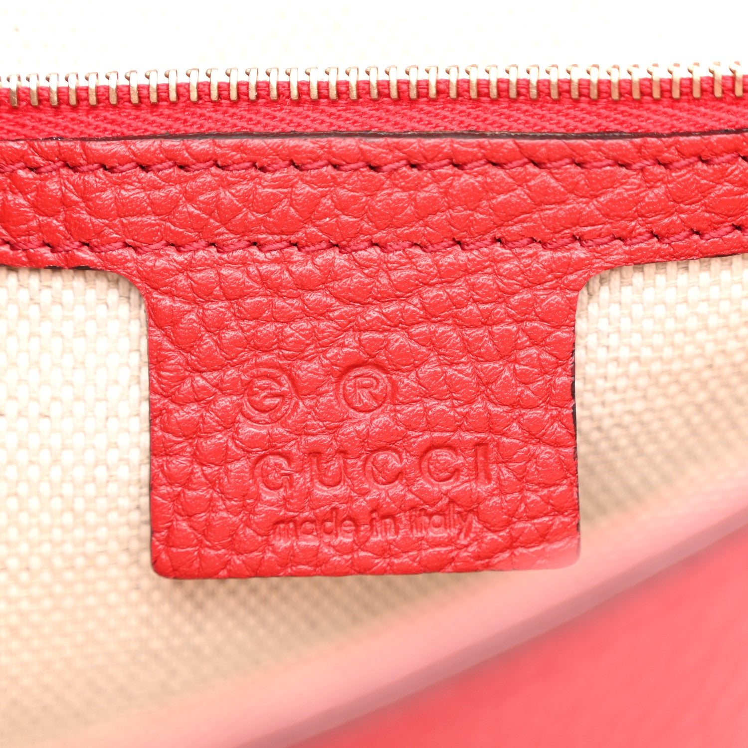 Gucci Pebbled Calfskin Medium Soho Flap Crossbody Vibrant Red 6 of 10