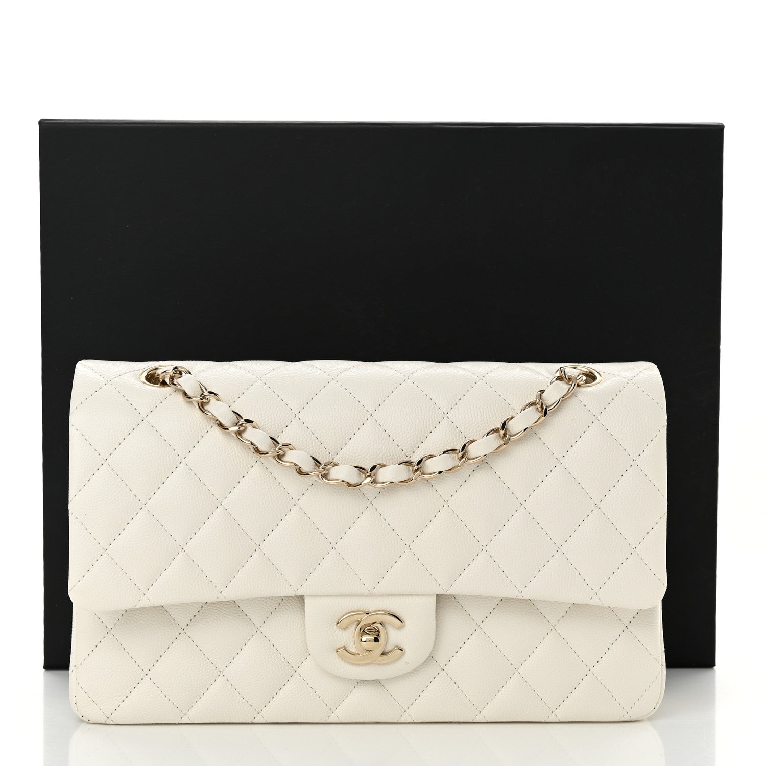 Chanel Caviar Quilted Medium Double Flap White 11 of 11