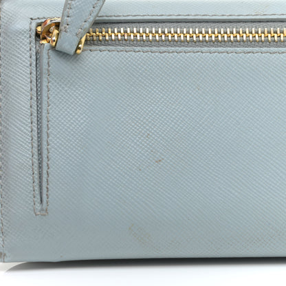 Prada Saffiano Metal Continental Flap Wallet Lago 9 of 13