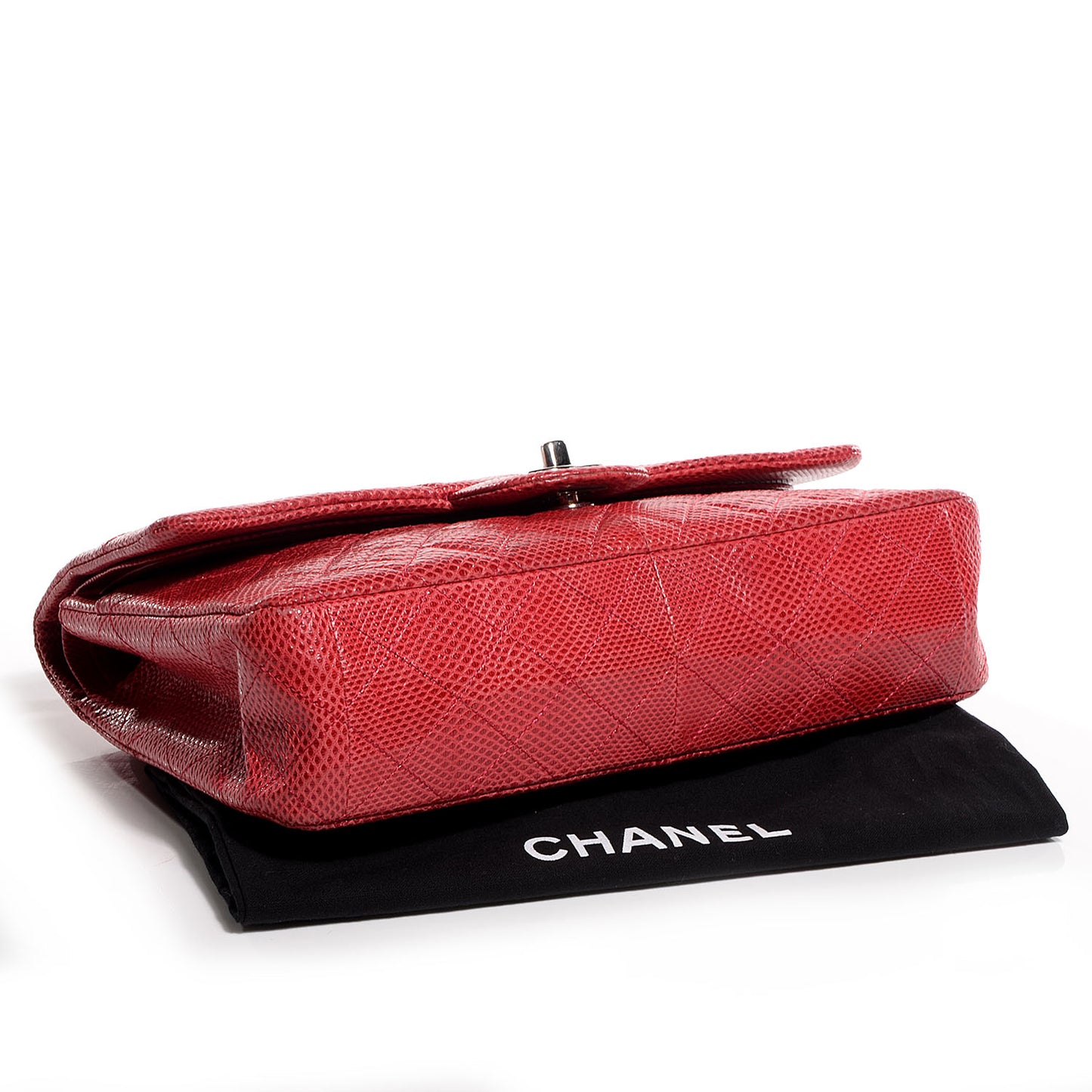 Lizard Quilted Medium Double Flap Red