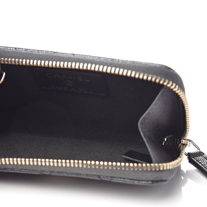 Chanel Iridescent Caviar Quilted Zipped Key Holder Case Black 5 of 7