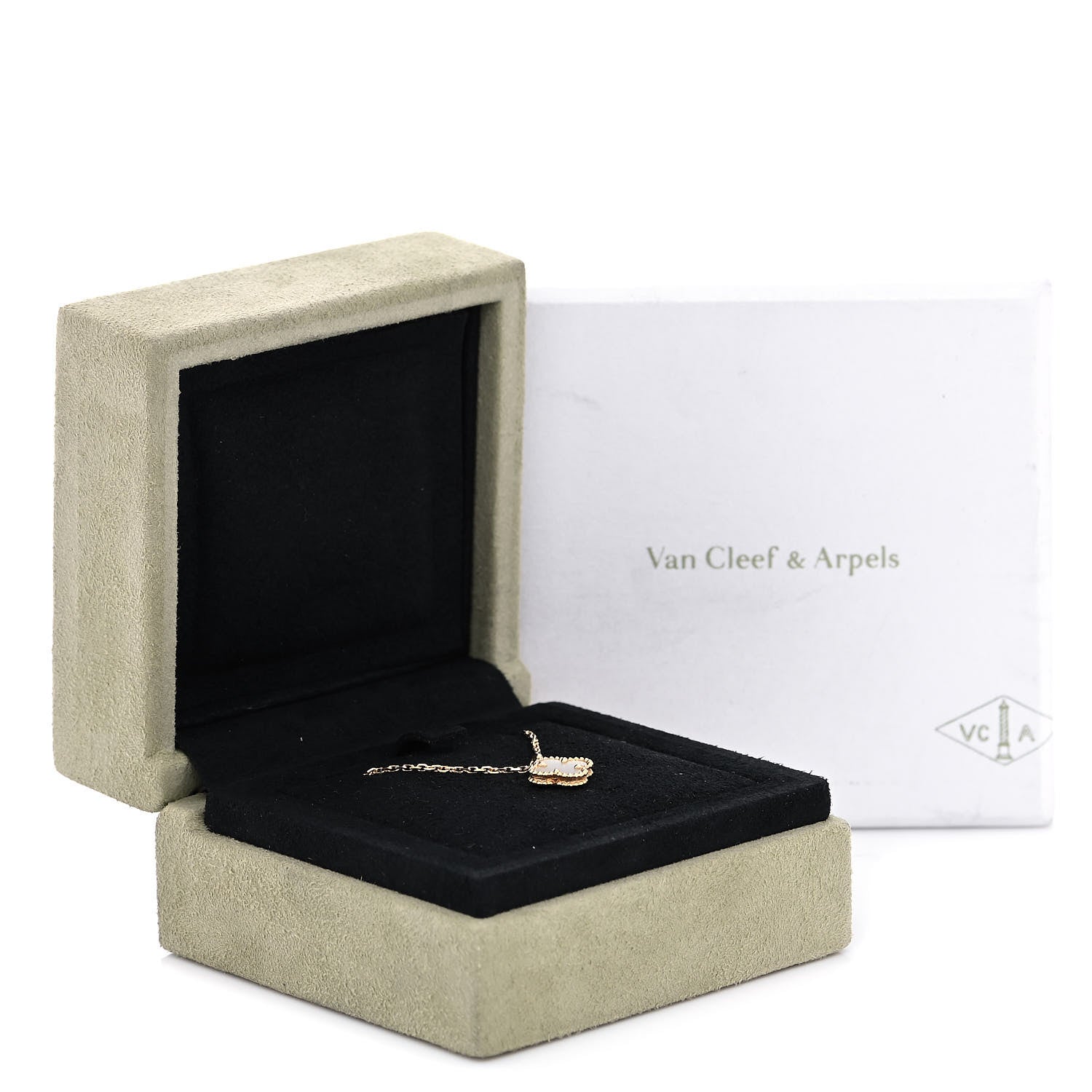 Van Cleef & Arpels 18K Yellow Gold Mother of Pearl Sweet Alhambra Pendant Necklace 7 of 7