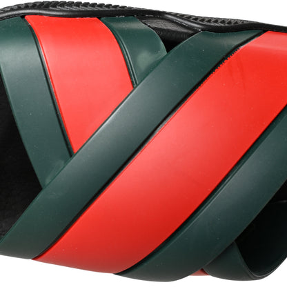 Gucci Rubber Web Mens Criss Cross Slide Sandals 10 Green Red 8 of 10