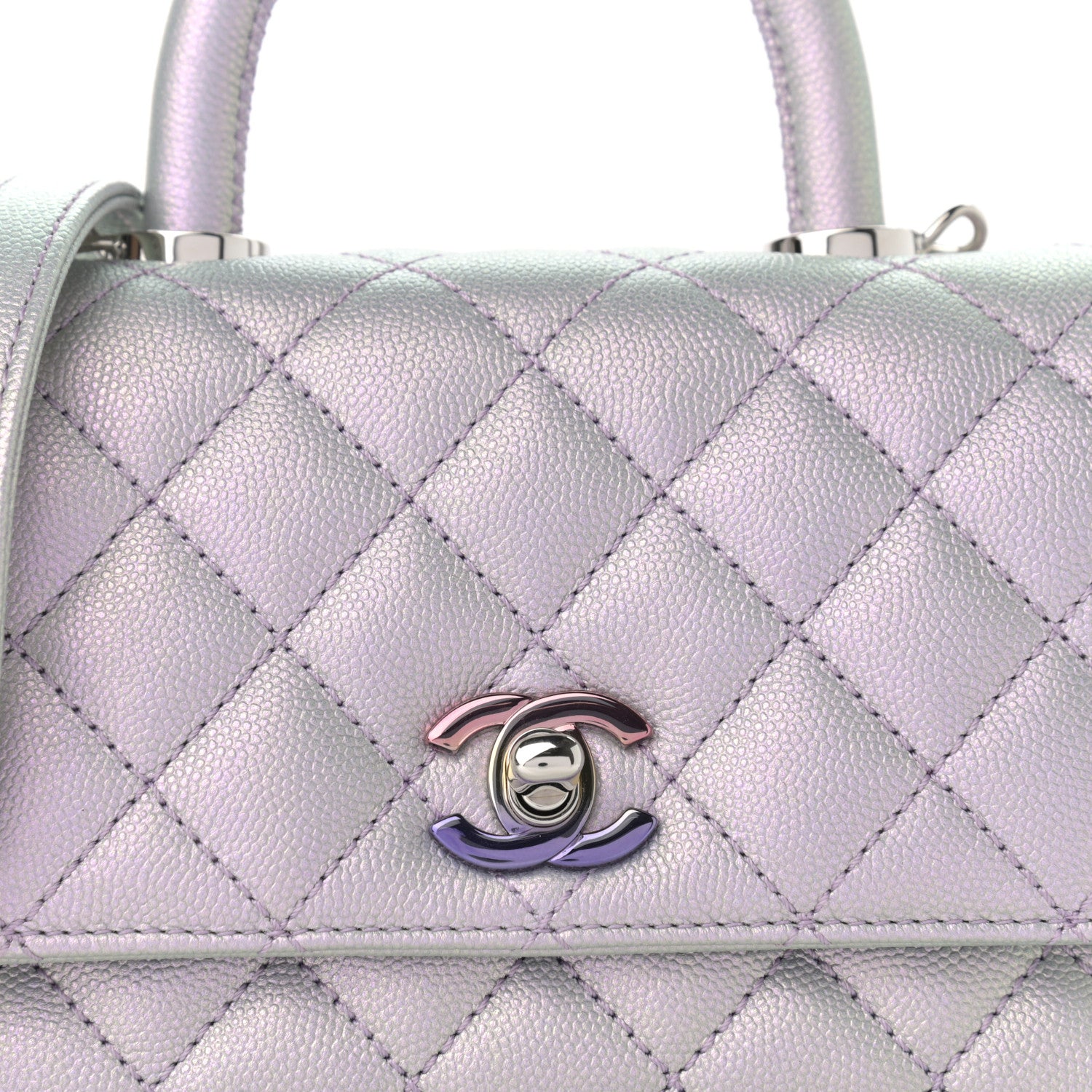 Chanel Iridescent Caviar Quilted Extra Mini Coco Handle Flap Purple 8 of 11