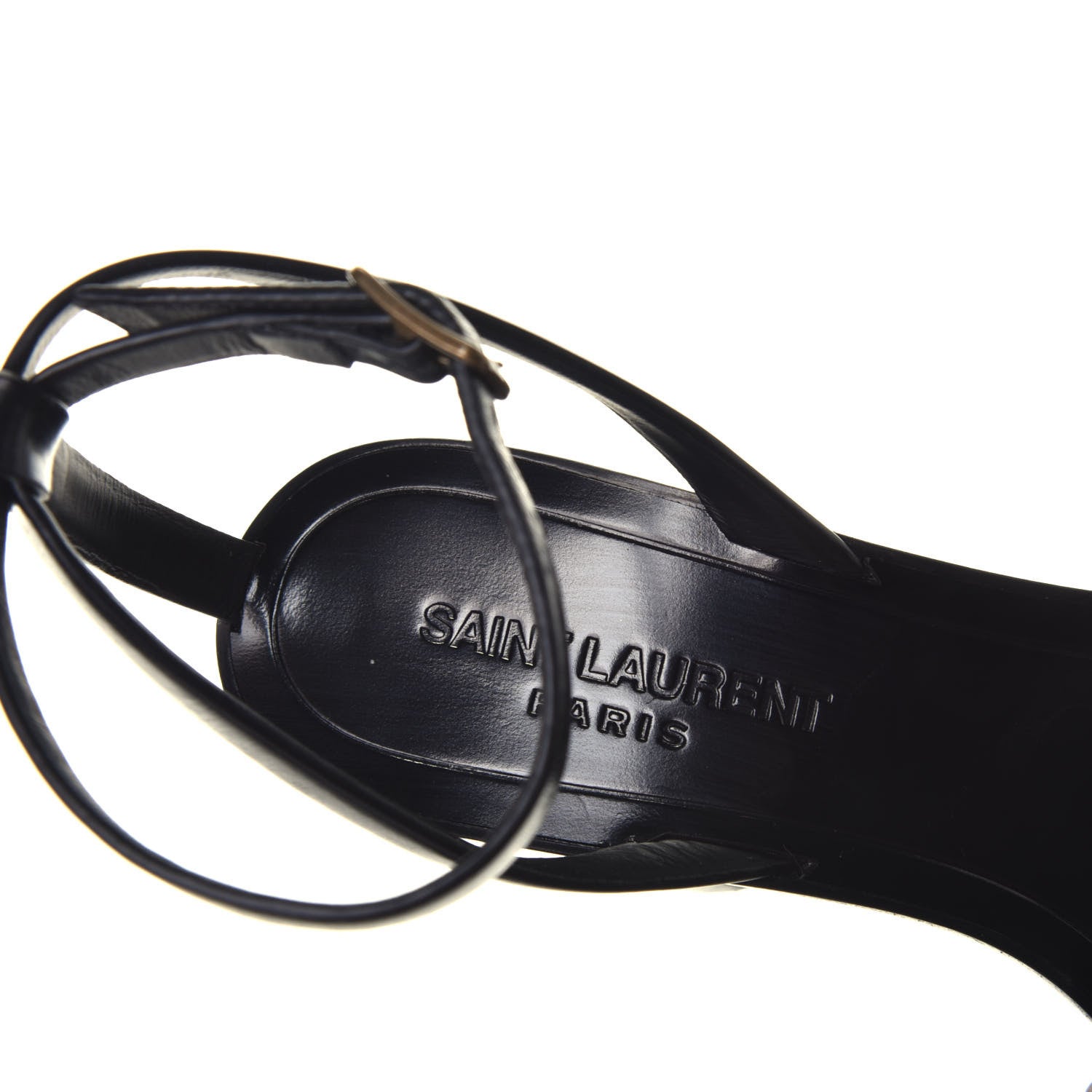 Saint Laurent Calfskin Loulou Ankle Strap Sandals 37.5 Black 7 of 9