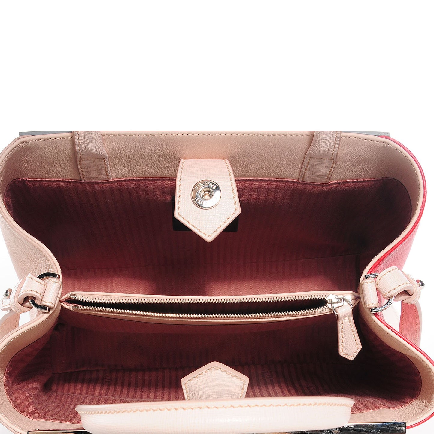 Vitello Elite Calfskin Colorblock Petite 2Jours Tote Argento Plaster