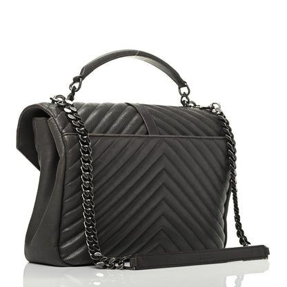 Saint Laurent Sheepskin Matelasse Chevron Monogram Large College Satchel Dark Anthracite 2 of 8