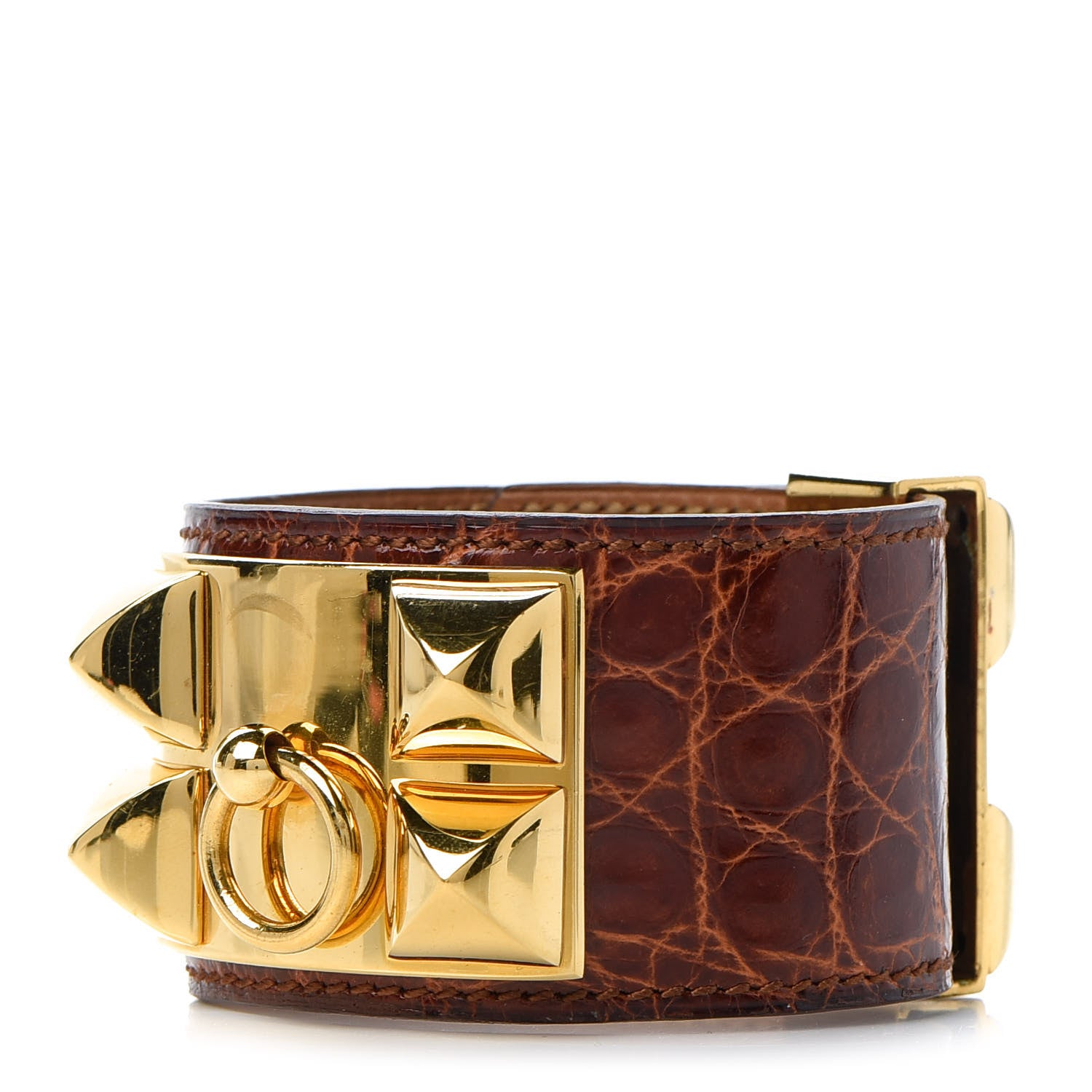 Hermes Shiny Alligator Collier De Chien CDC Miel 1 of 4