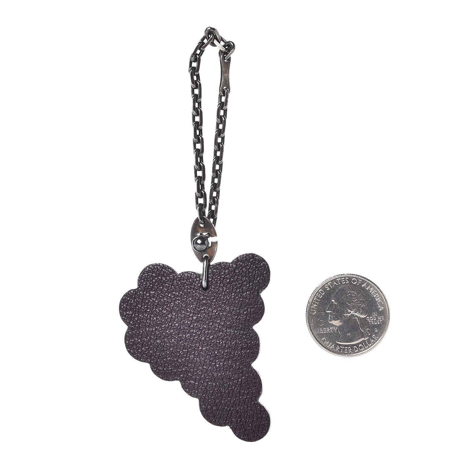 Hermes Chevre Mysore Grape Key Chain Bag Charm Raisin 2 of 3