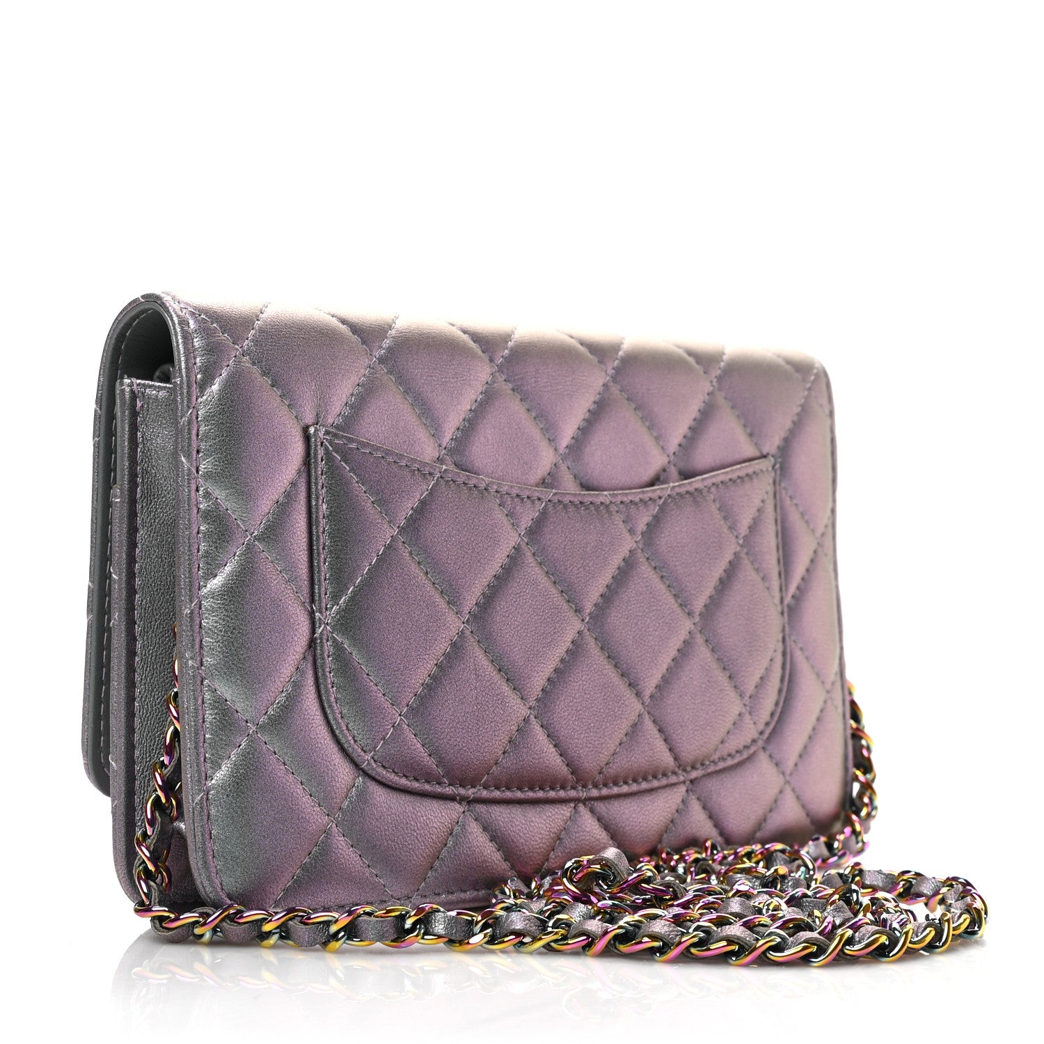 Chanel Iridescent Lambskin Quilted Reissue Wallet On Chain WOC Light Purple 3 of 9