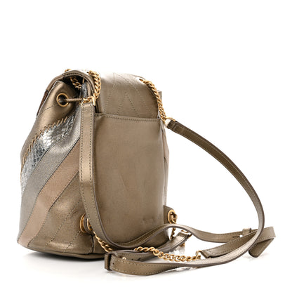 Chanel Metallic Calfskin Snakeskin Chevron Quilted Backpack Multicolor 3 of 10