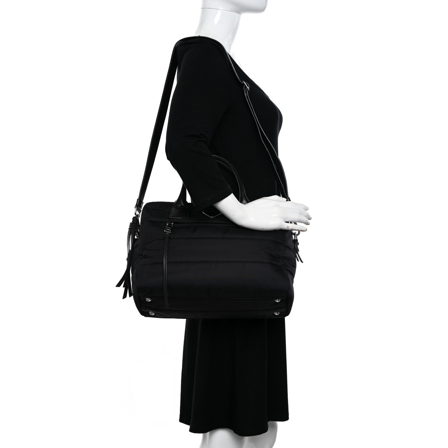 Prada Tessuto Nylon Bomber Tote Black 2 of 12