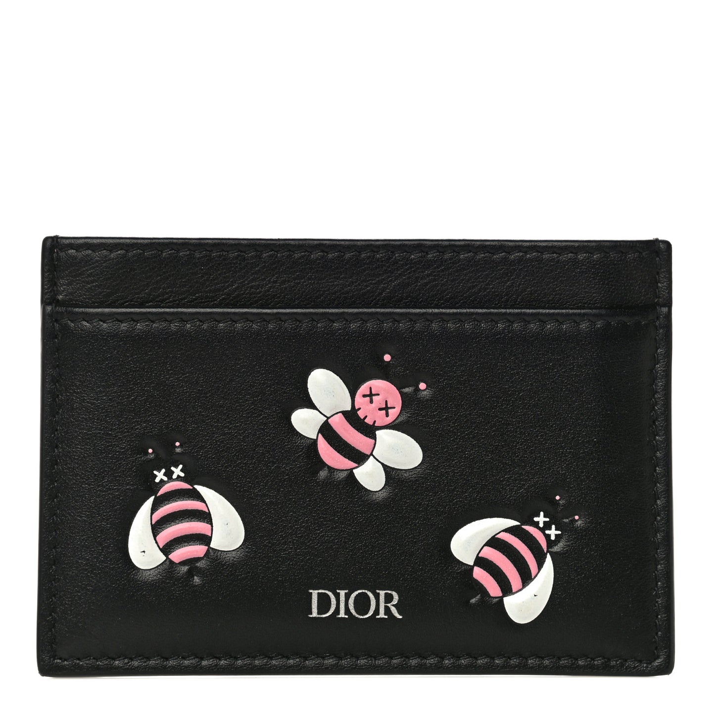 x KAWS Calfskin Bee Card Holder Pink Black