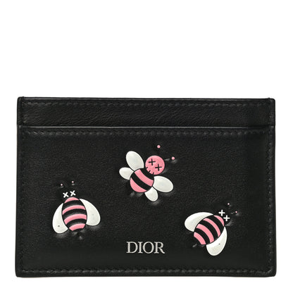 Christian Dior x KAWS Calfskin Bee Card Holder Pink Black 1 of 12