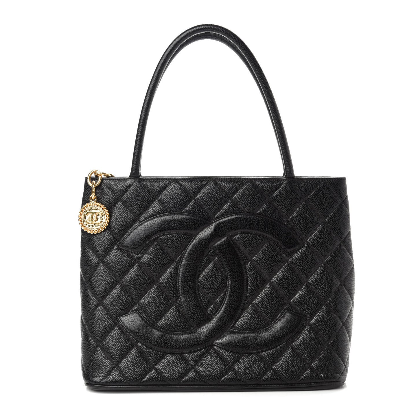 Caviar Quilted Medallion Tote Black