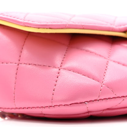 Chanel Lambskin Quilted Glasses Case With Chain Pink Yellow 10 of 12