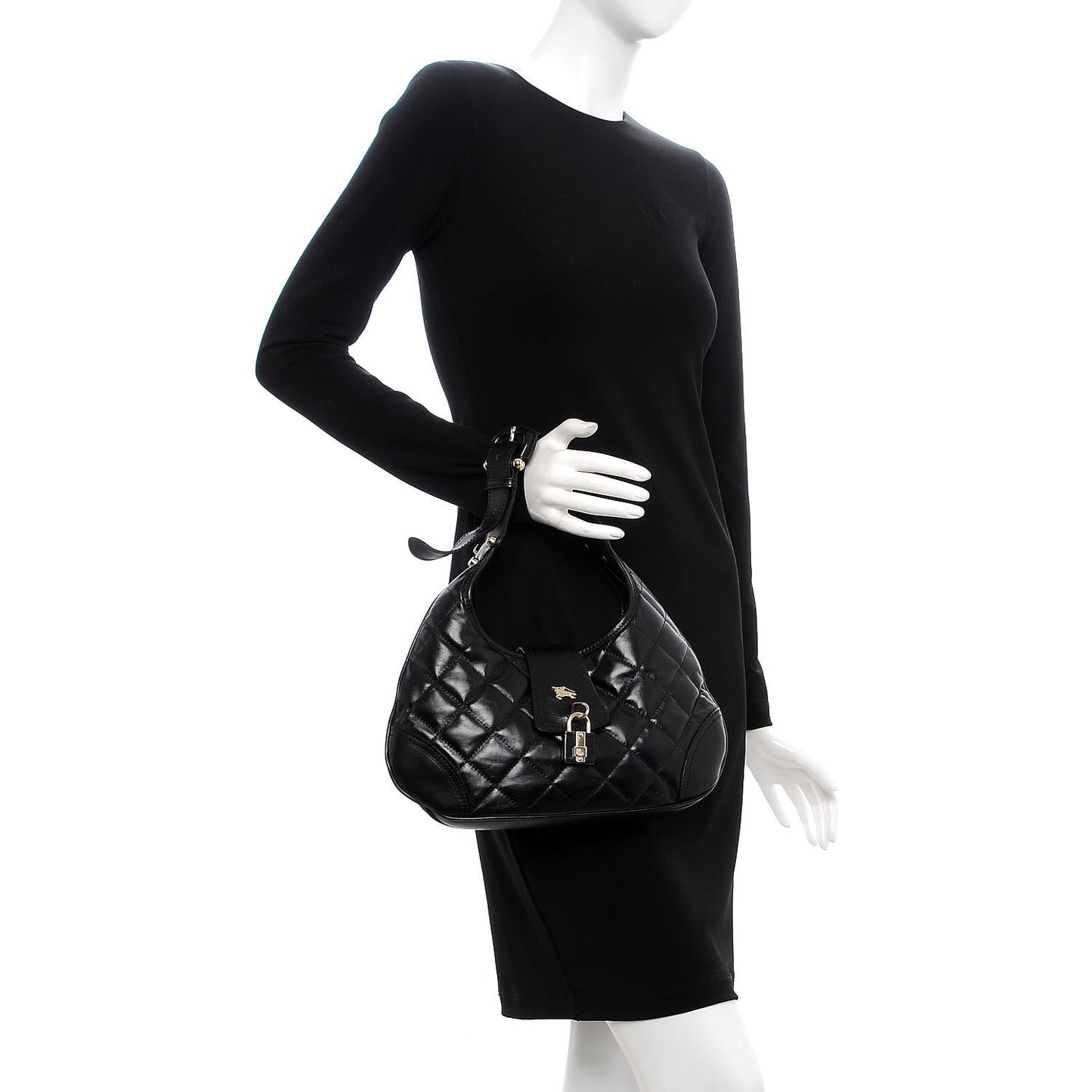 Calfskin Quilted Small Brook Hobo Black
