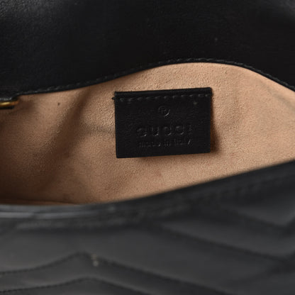 Gucci Calfskin Matelasse Super Mini GG Marmont Shoulder Bag Black 8 of 10