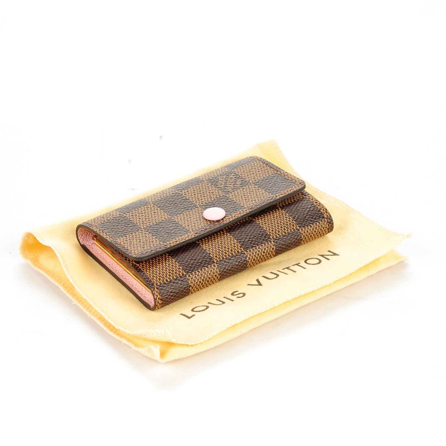Damier Ebene Multicles 6 Key Holder Rose Ballerine