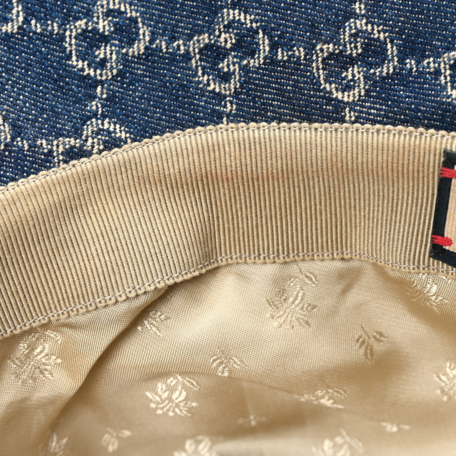 Gucci Washed Jacquard Denim Nappa GG Monogram Oscar Bucket Hat L Denim Cuir 10 of 10