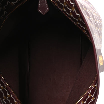 Moynat Calfskin Canvas M Hobo Bag Burgundy 5 of 9