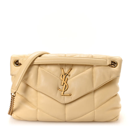 Saint Laurent Lambskin Quilted Small Loulou Puffer Monogram Chain Satchel Jaune Pale 1 of 10
