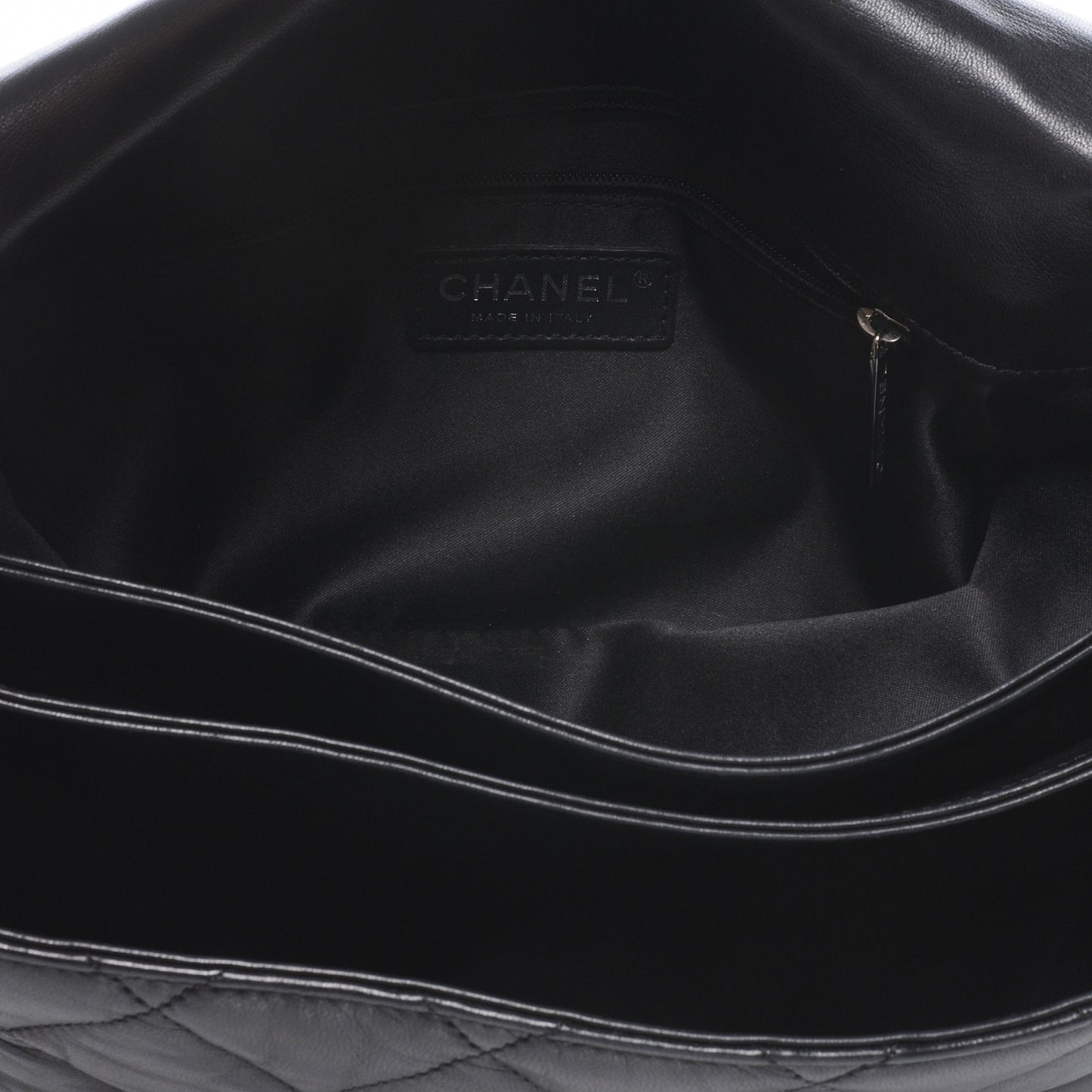 Lambskin Quilted Chanel 3 Large Accordion Flap Black Black